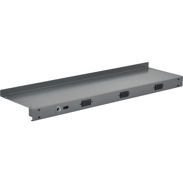 Global Industrial Steel Upper Shelf W/ 3 Duplex Outlets, 48inW x 12inD, Gray 249294CGY - main